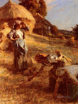 レオン・オーギュスティン・レルミット Painting - 干し草屋 2 田舎の風景 農民 レオン・オーギュスティン・レルミット